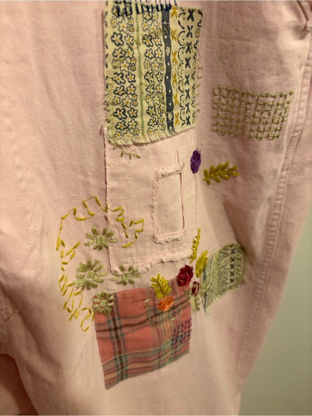 NWT BLUE VELVET Pink Patchwork Overalls EMBROIDERED FLOWERS LARGE Bluevelvet - Picture 12 of 14